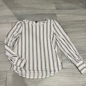 Ann Taylor Black and White Striped Blouse